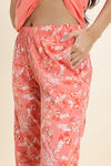 Zivame Floral Hush Knit Cotton Pyjama Set - Burnt Coral — thumbnail 7